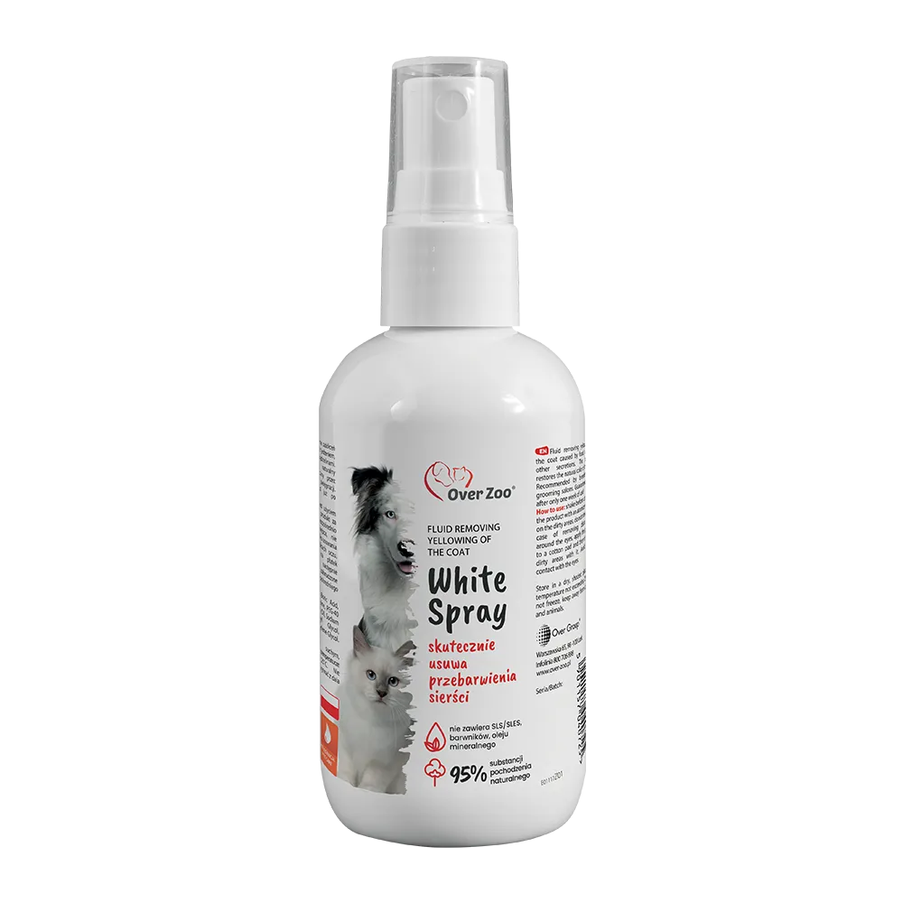 White Spray Over Zoo 100 ml Soluție Over Zoo pentru pete galbene pe blană, 100 ml