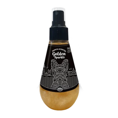 parfum-pentru-caini-golden-sparkle-cu-sclipici-si-aroma-de-papaya-si-mango